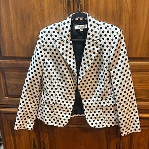 Jones Studio Black and White Polka Dot Blazer Missing Button
